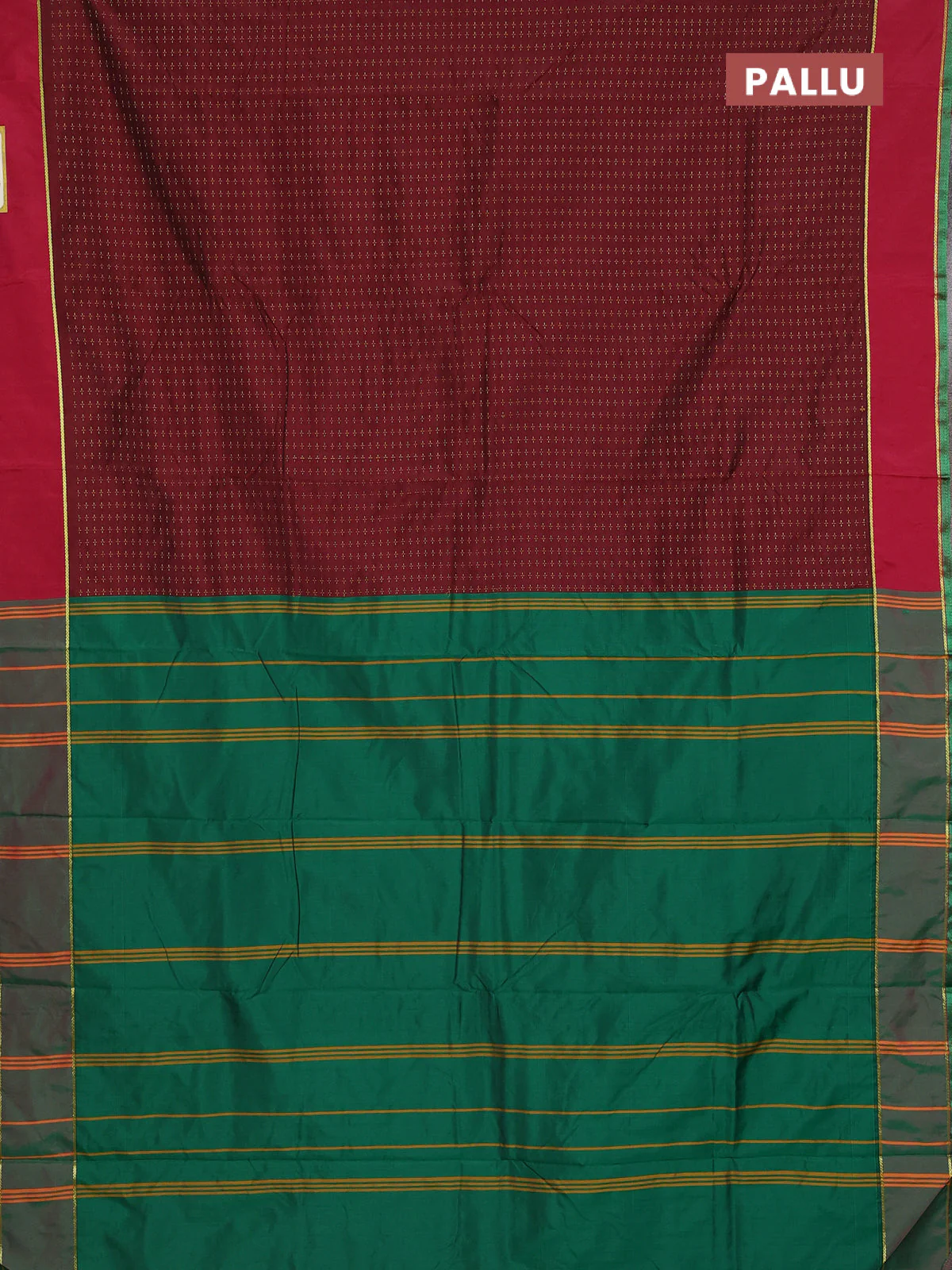 Arani semi silk saree maroon and red with allover thread weaves and rettapet zari woven border` - Image 3