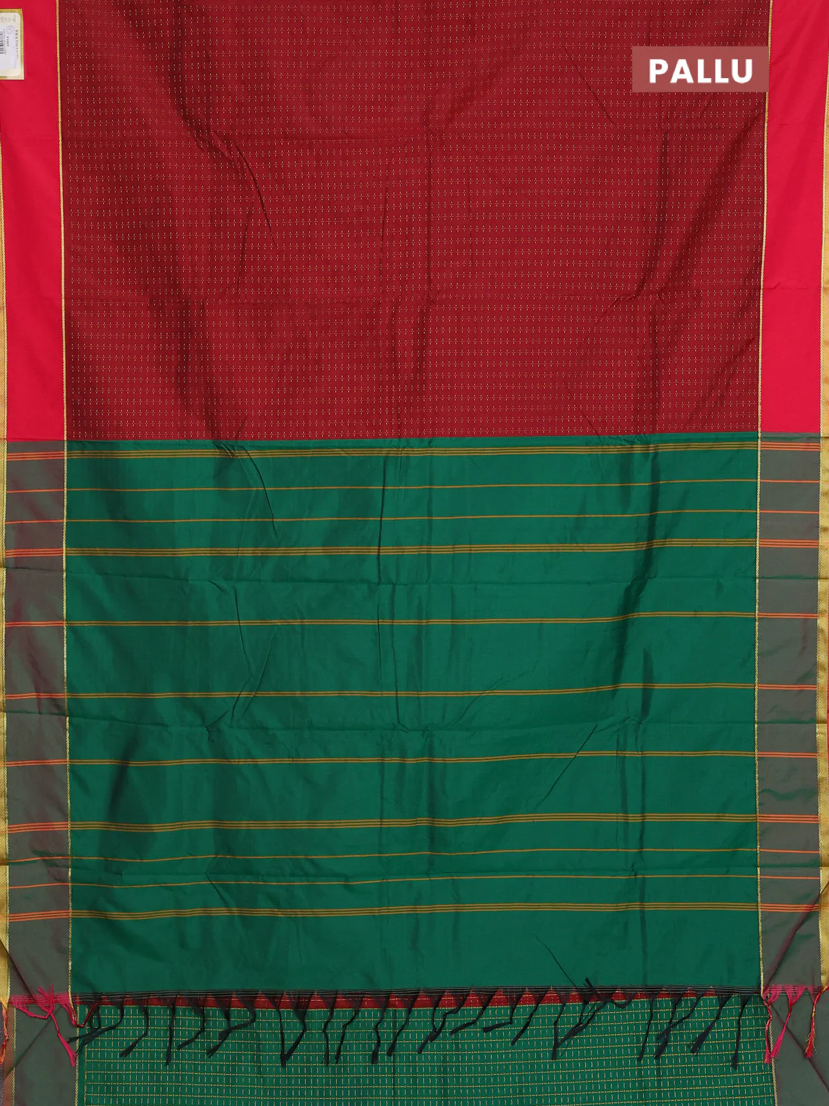 Arani semi silk saree maroon and reddish pink with allover thread weaves and rettapet zari woven border` - Image 3