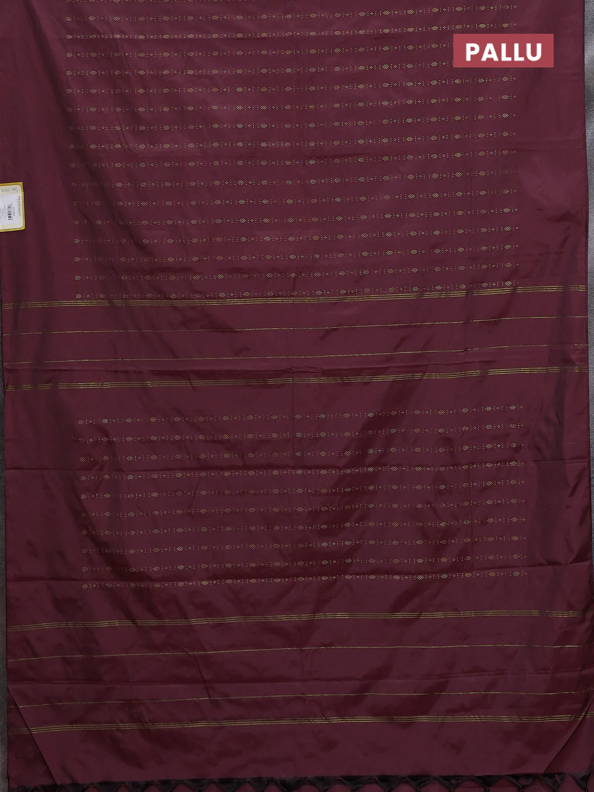 Arani semi silk saree maroon with allover zari weaves in borderless style - Image 3
