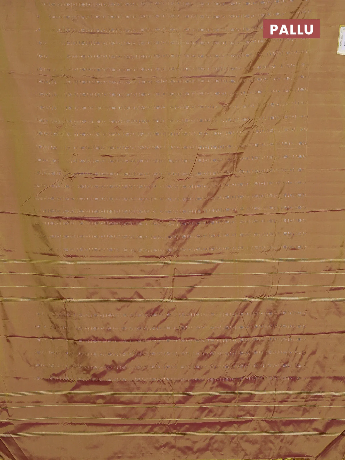 Arani semi silk saree mehendi green with allover silver zari weaves in borderless style - Image 3