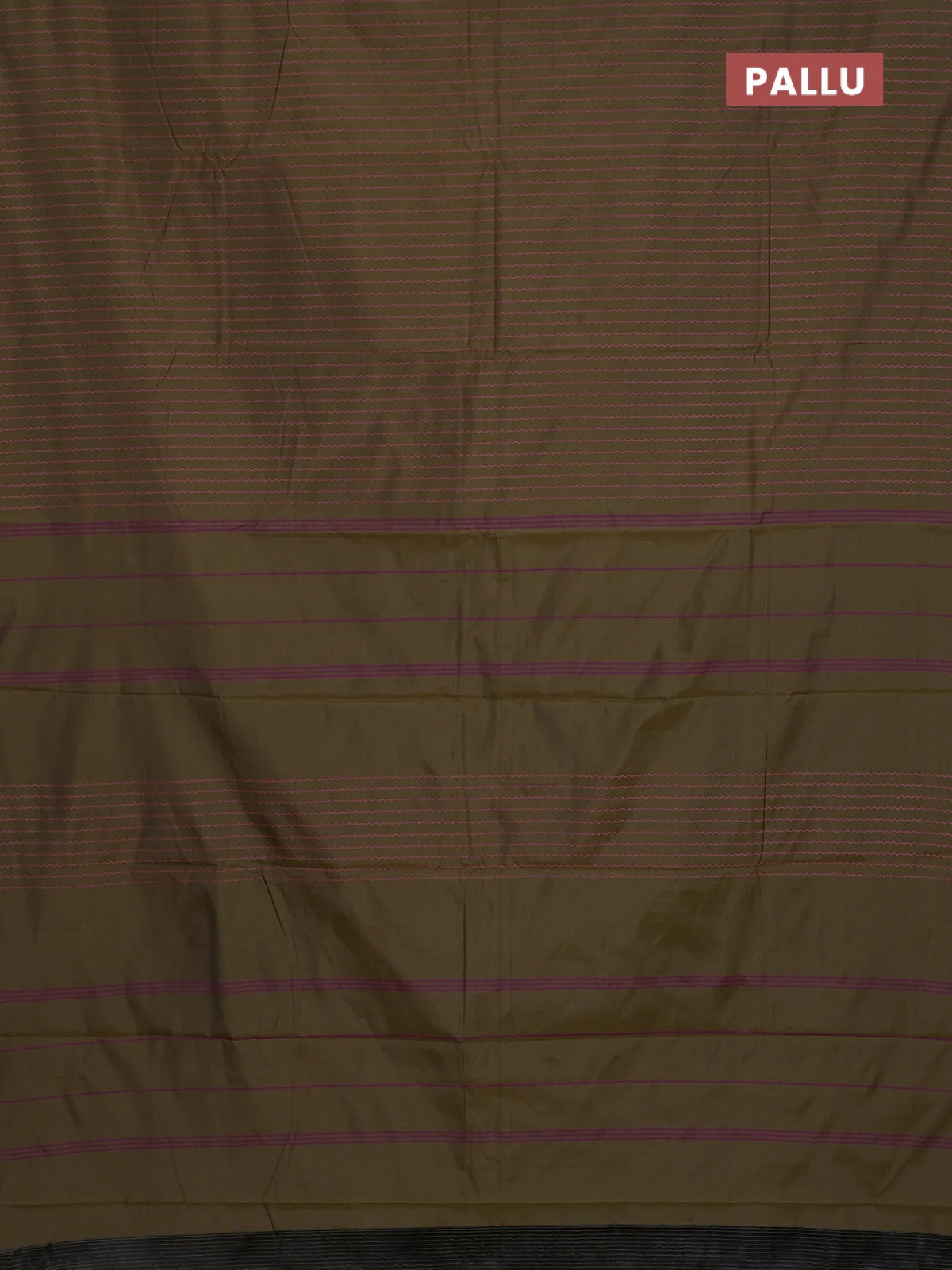 Arani semi silk saree military green with allover thread weaves in borderless style - Image 3