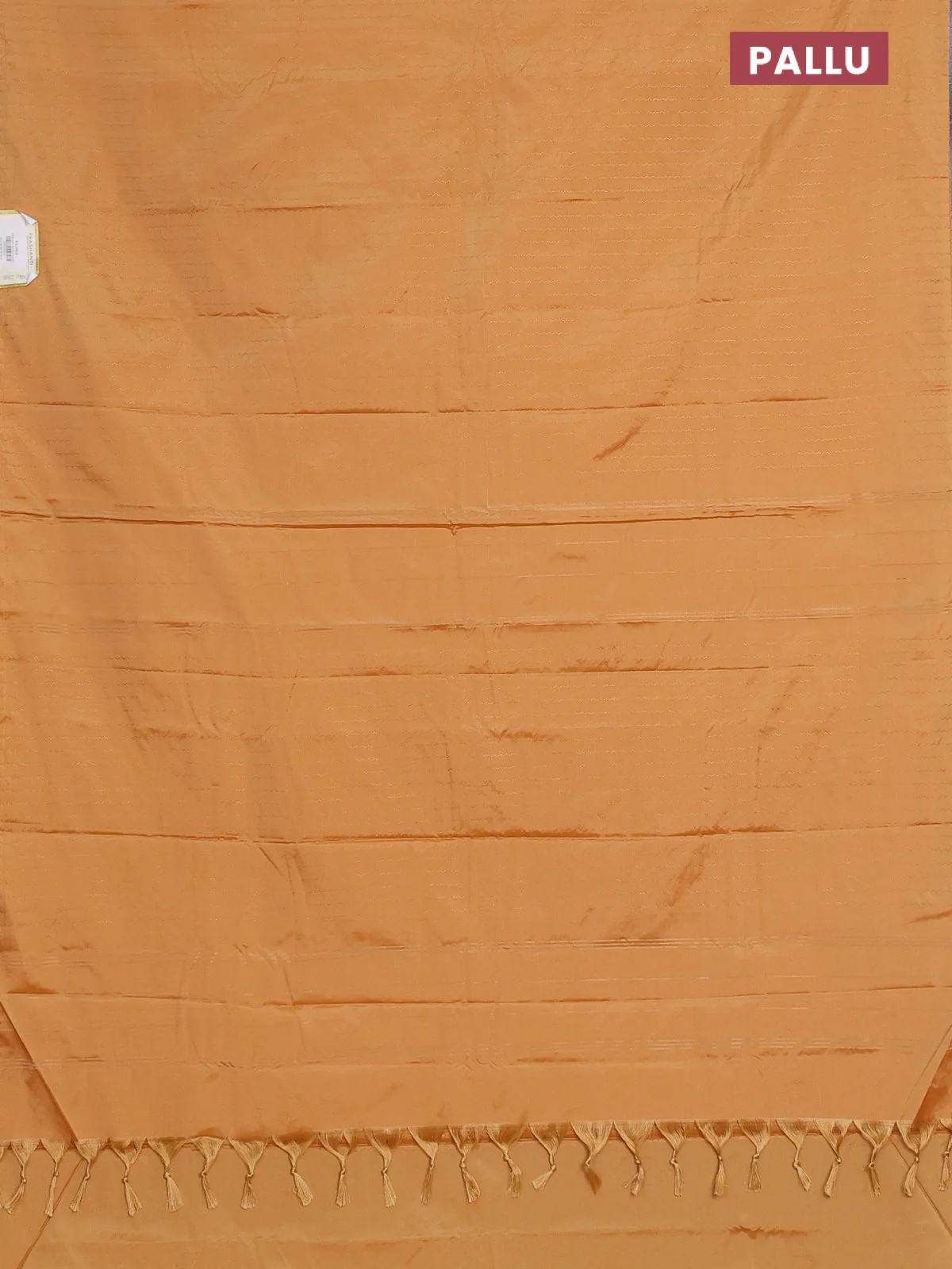 Arani semi silk saree mustard yellow with allover copper zari weaves in borderless style - Image 3