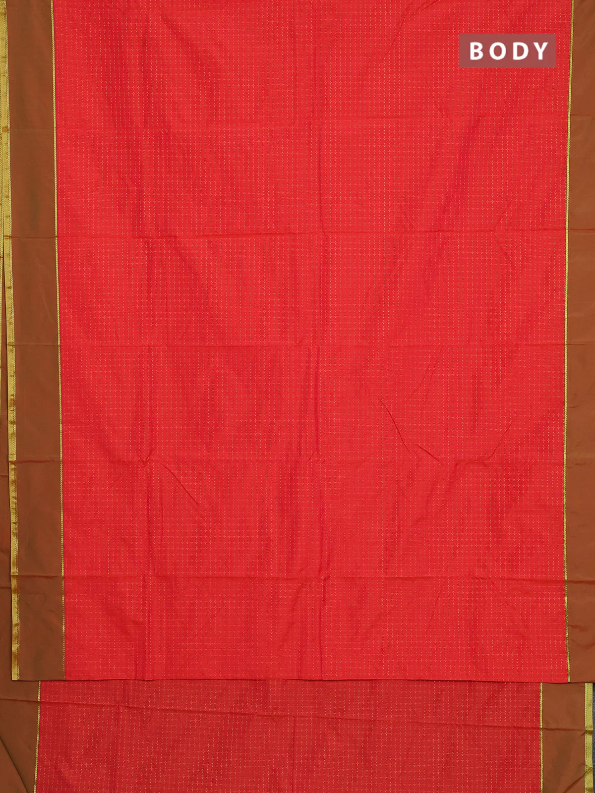 Arani semi silk saree orange and dual shade of green with allover thread weaves and rettapet zari woven border` - Image 2