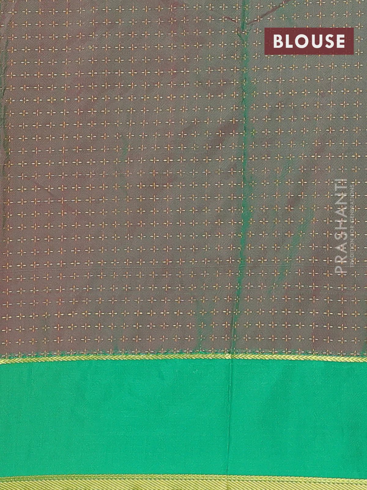 Arani semi silk saree orange and dual shade of green with allover thread weaves and rettapet zari woven border` - Image 4