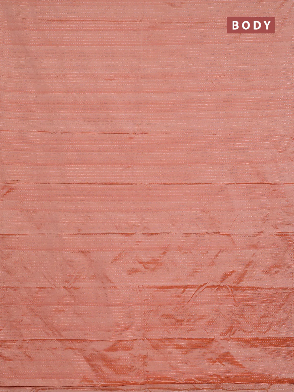 Arani semi silk saree pale orange with allover silver zari weaves in borderless style - Image 2