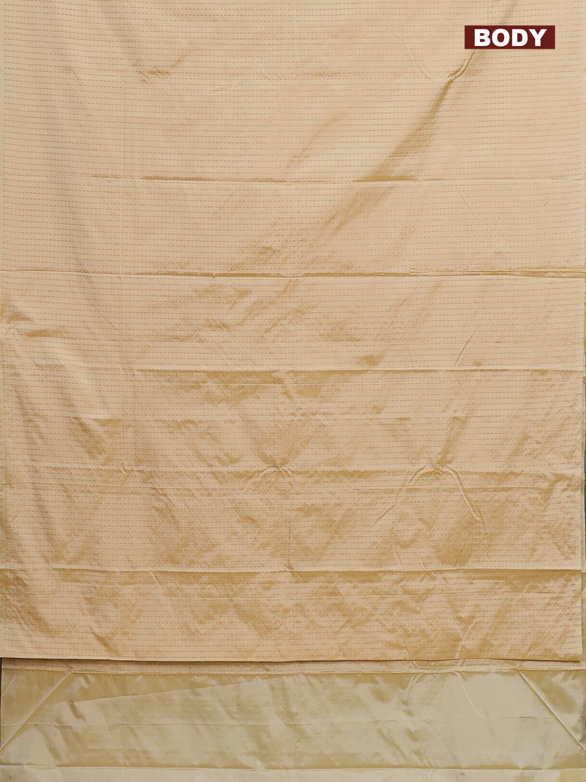 Arani semi silk saree pale yellow with allover copper zari weaves in borderless style - Image 2
