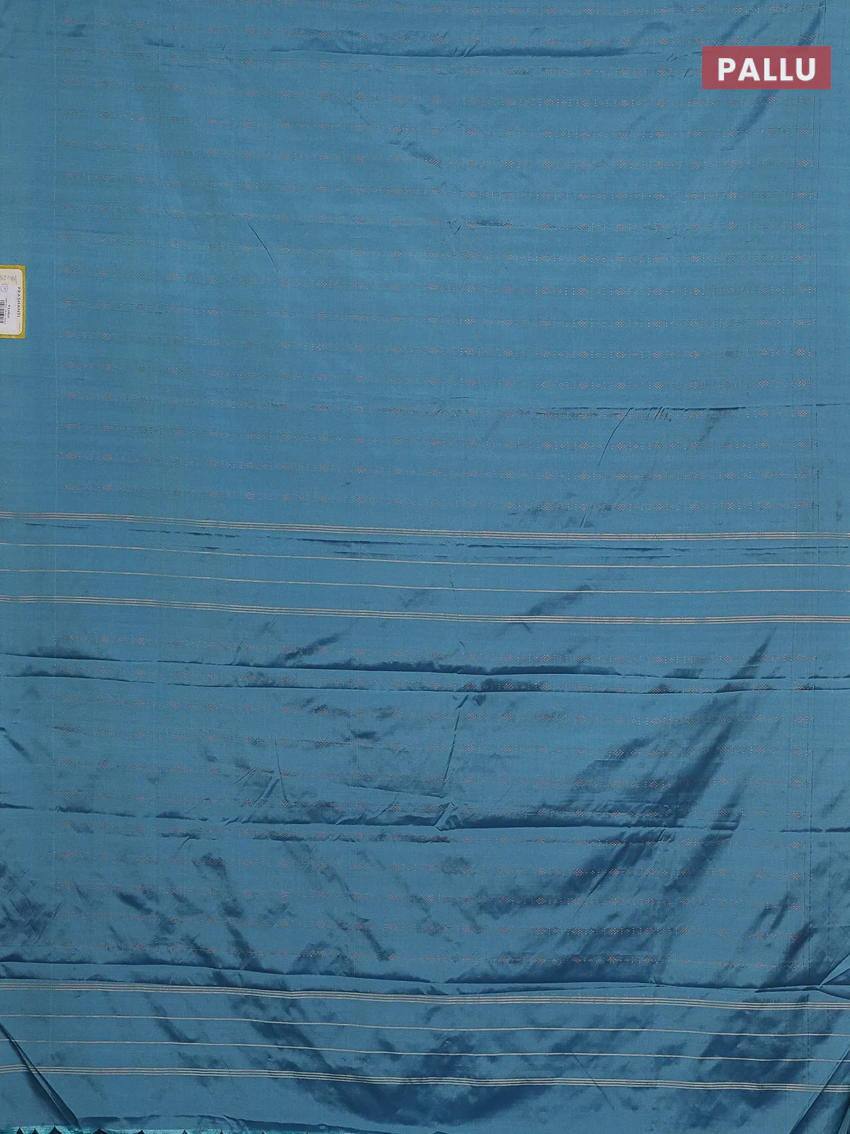 Arani semi silk saree pastel blue with allover copper zari weaves in borderless style - Image 3