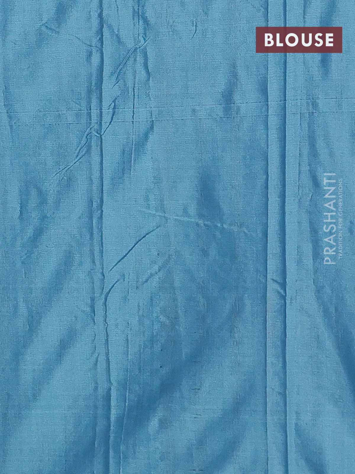 Arani semi silk saree pastel blue with allover copper zari weaves in borderless style - Image 4
