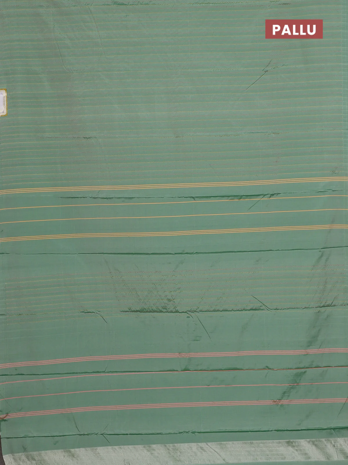 Arani semi silk saree pastel green with allover thread weaves in borderless style - Image 3