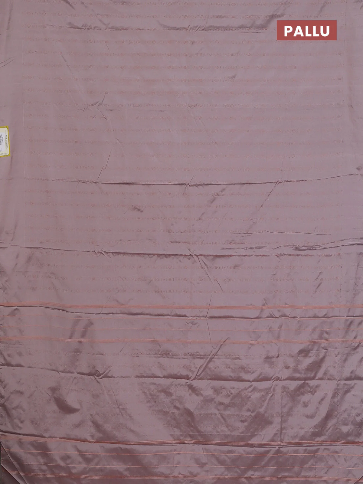 Arani semi silk saree pastel pink with allover copper zari weaves in borderless style - Image 3