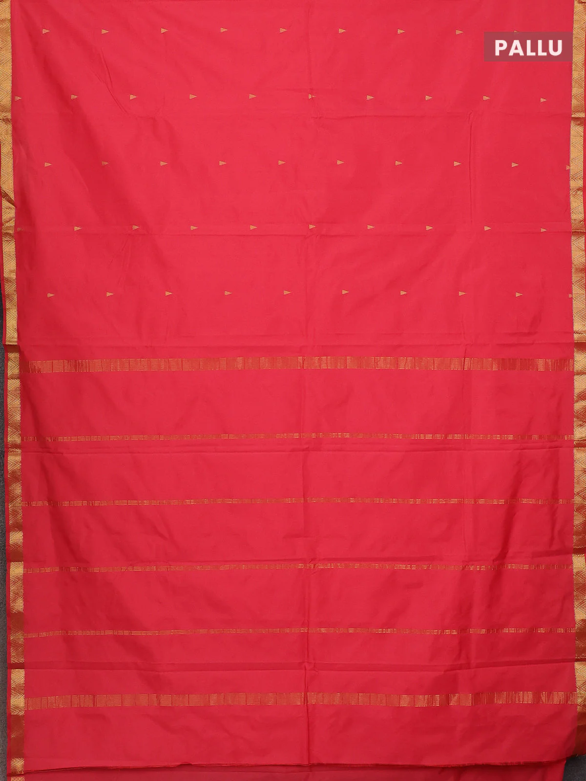 Arani semi silk saree peach pink shade with zari woven temple buttas and zari woven border - Image 3