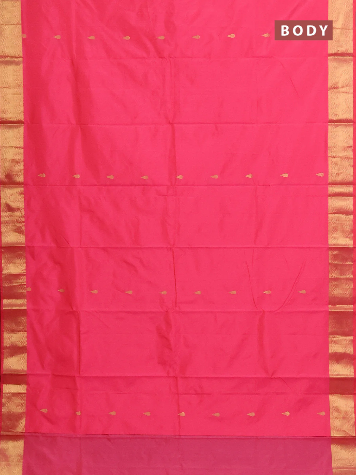 Arani semi silk saree peach pink with zari woven thilak buttas and zari woven border - Image 2