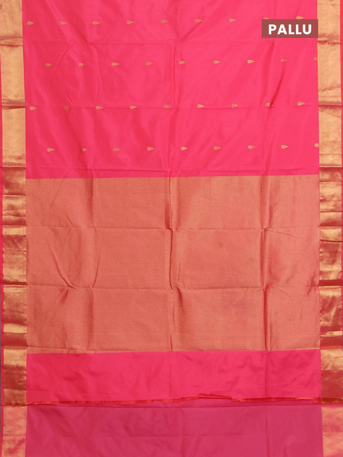 Arani semi silk saree peach pink with zari woven thilak buttas and zari woven border - Image 3
