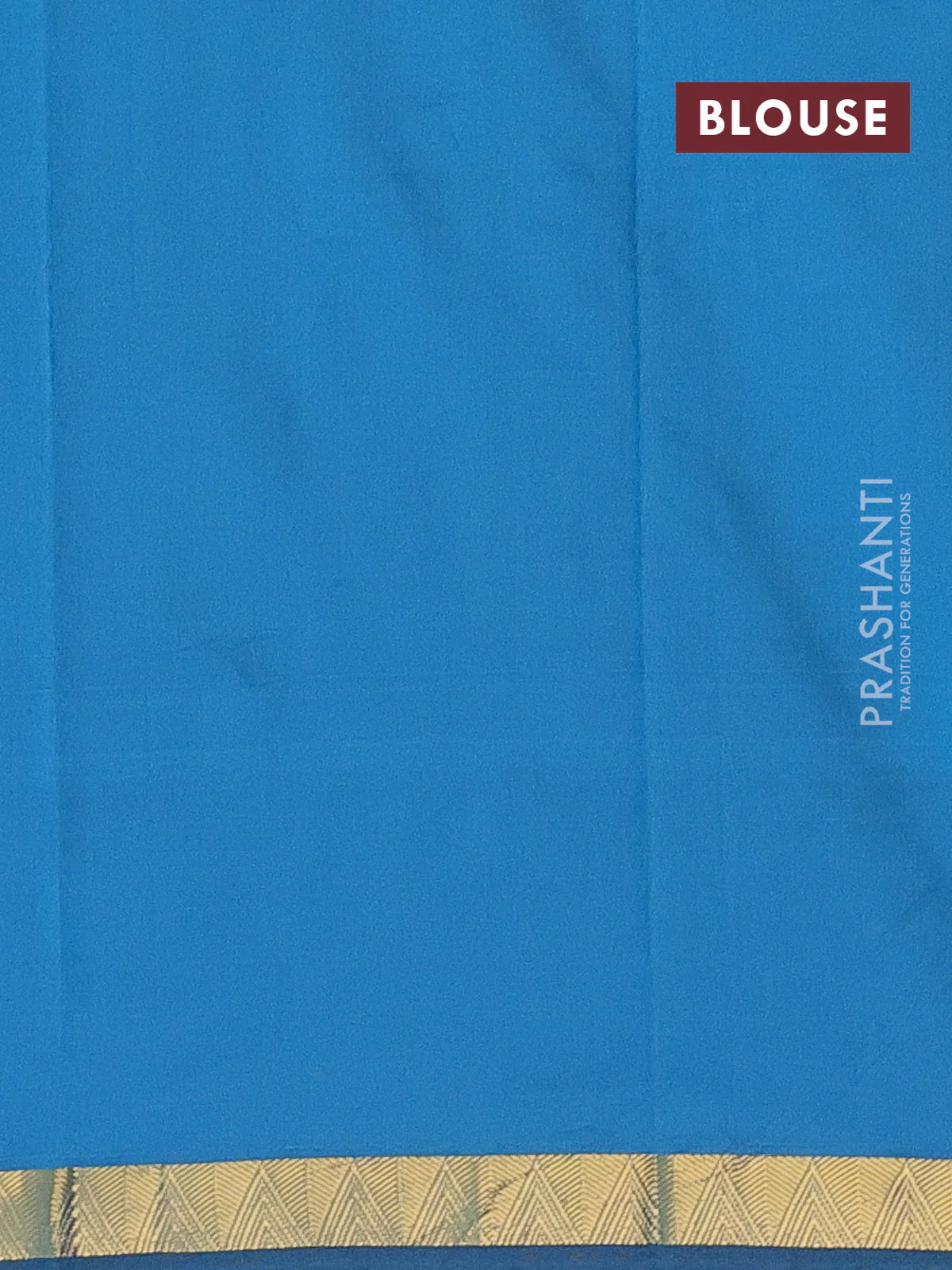 Arani semi silk saree peacock blue with plain body and zari woven border - Image 4