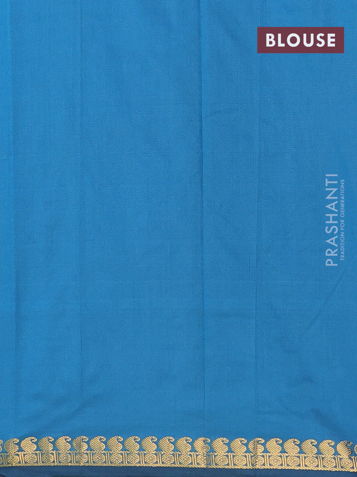 Arani semi silk saree peacock blue with rudhraksha & paisley zari woven buttas and zari woven border - Image 4