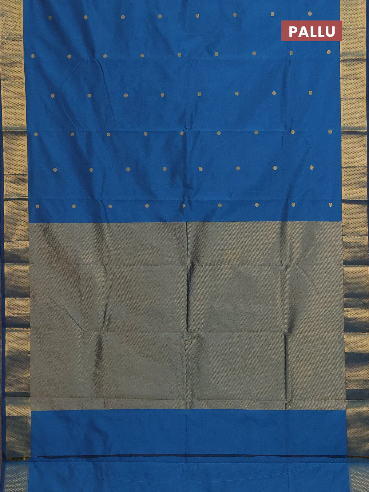 Arani semi silk saree peacock blue with zari woven buttas and zari woven border - Image 3