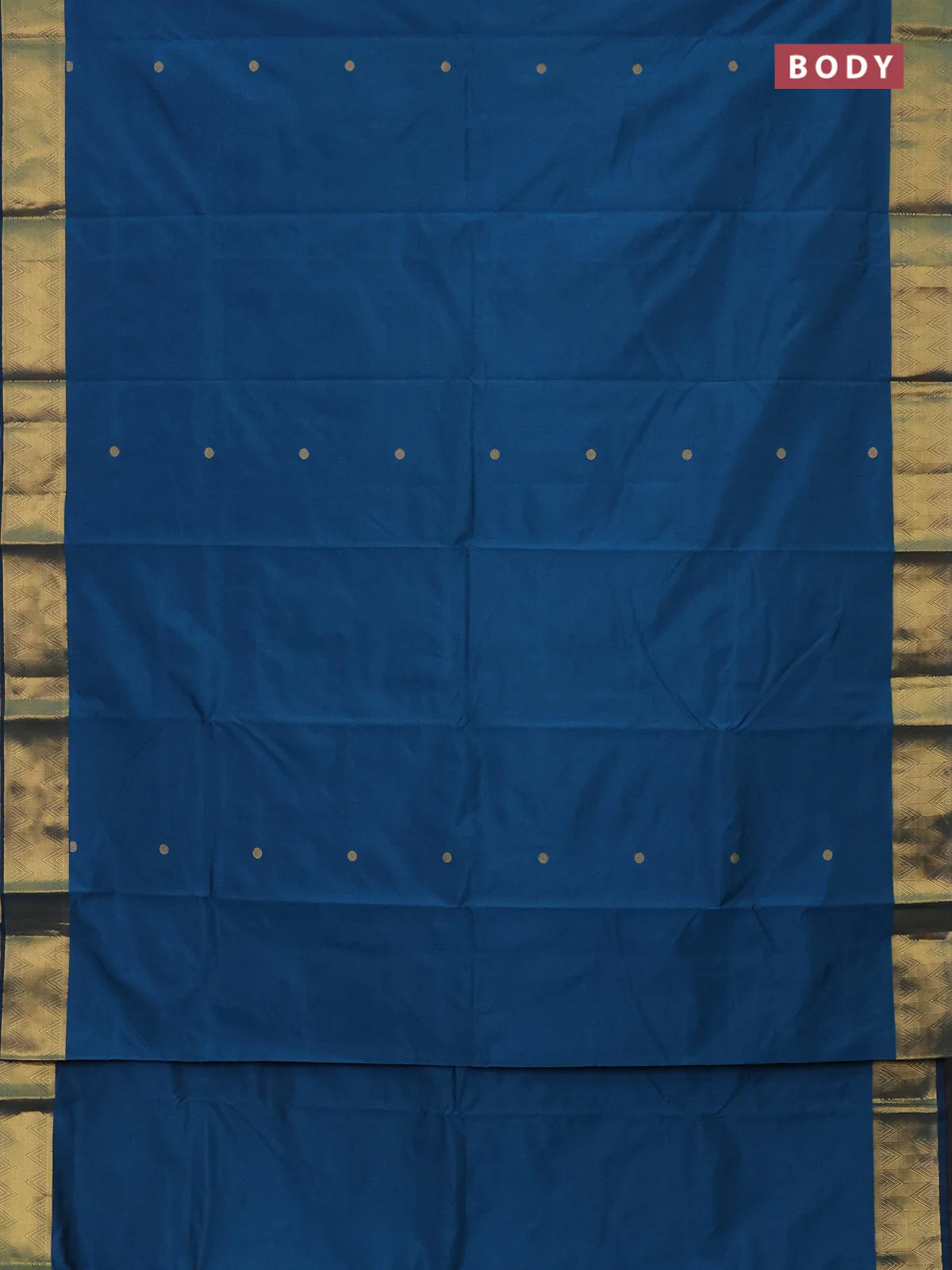 Arani semi silk saree peacock blue with zari woven rudhraksha buttas and zari woven border - Image 2