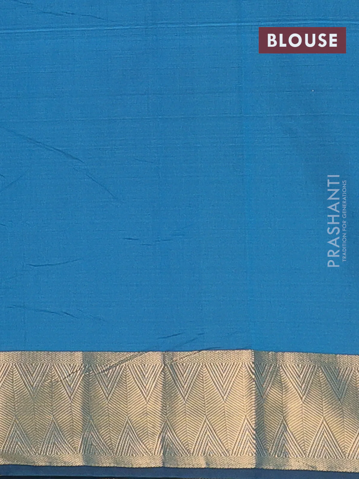 Arani semi silk saree peacock blue with zari woven thilak buttas and zari woven border - Image 4