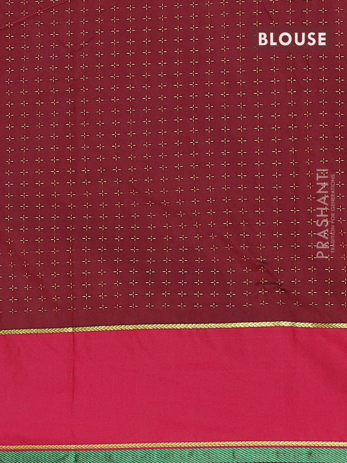 Arani semi silk saree peacock green and maroon with allover thread weaves and rettapet zari woven border` - Image 4