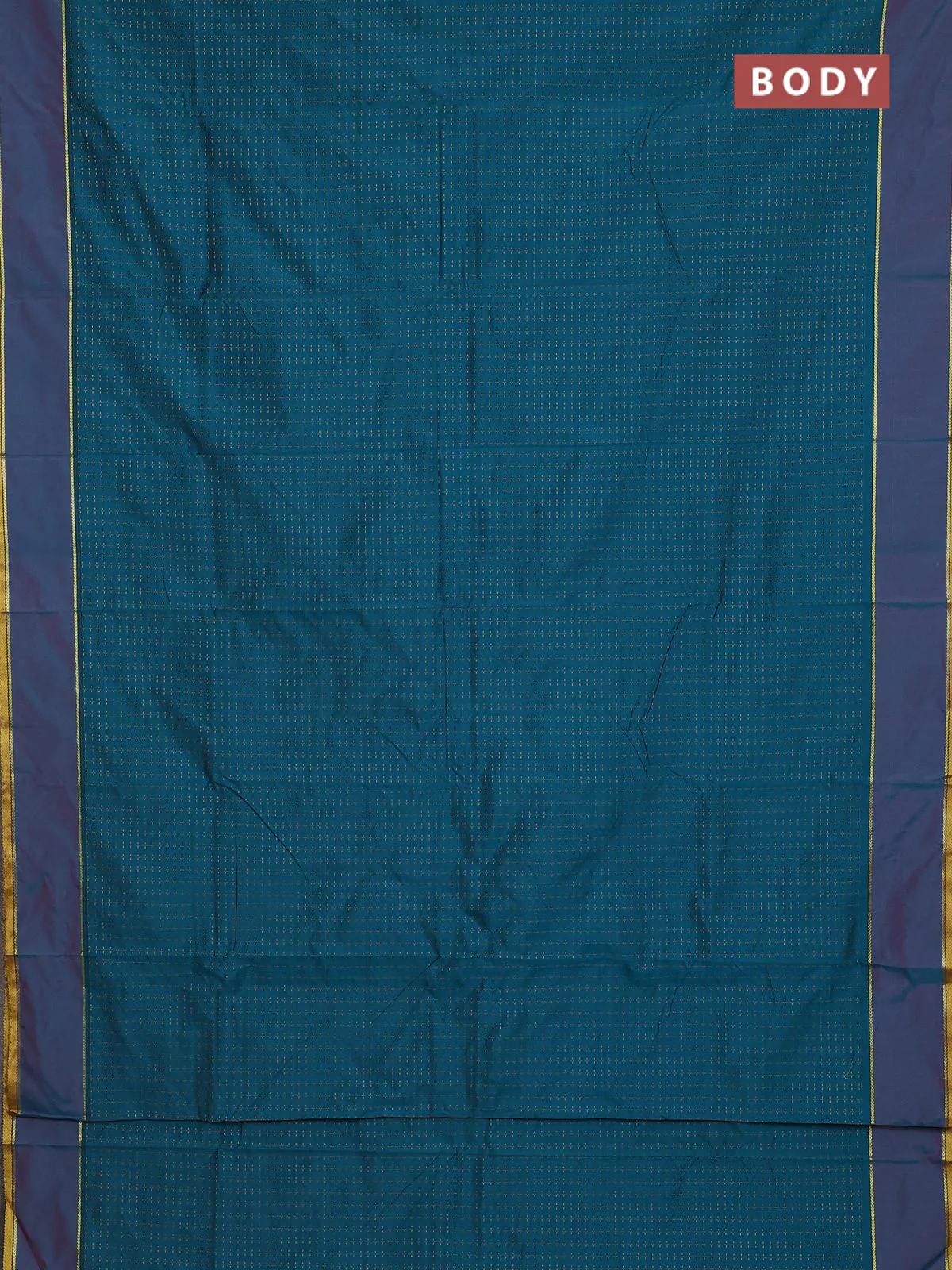 Arani semi silk saree peacock green and maroon with allover thread weaves and rettapet zari woven border` - Image 2