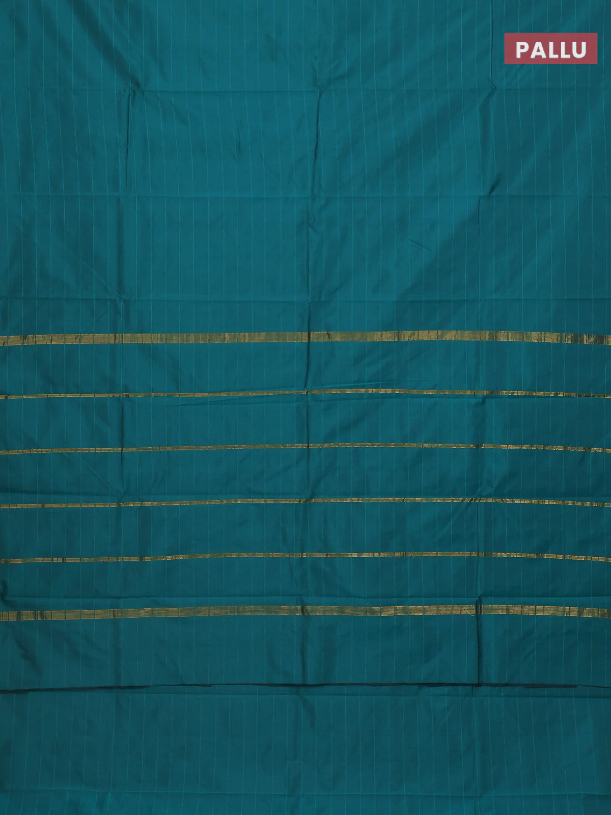 Arani semi silk saree peacock green with plain body and zari woven border - Image 3