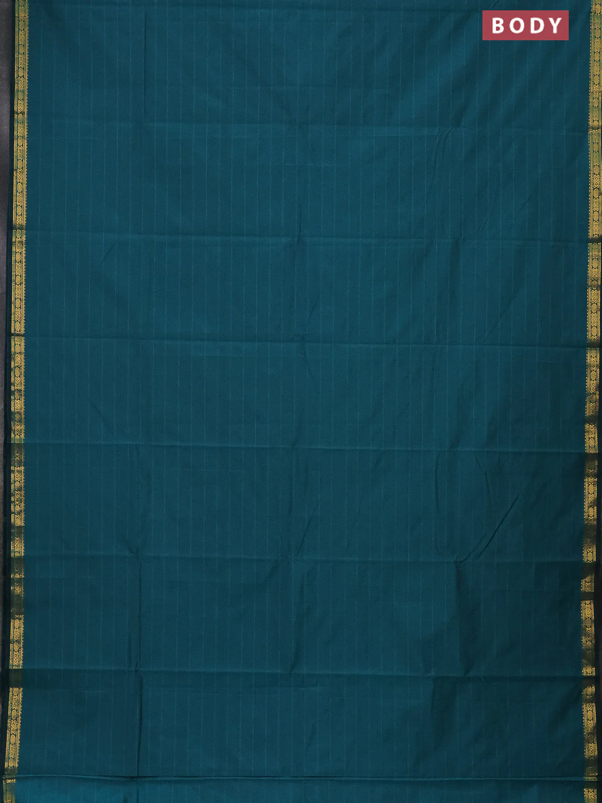 Arani semi silk saree peacock green with plain body and zari woven border - Image 2