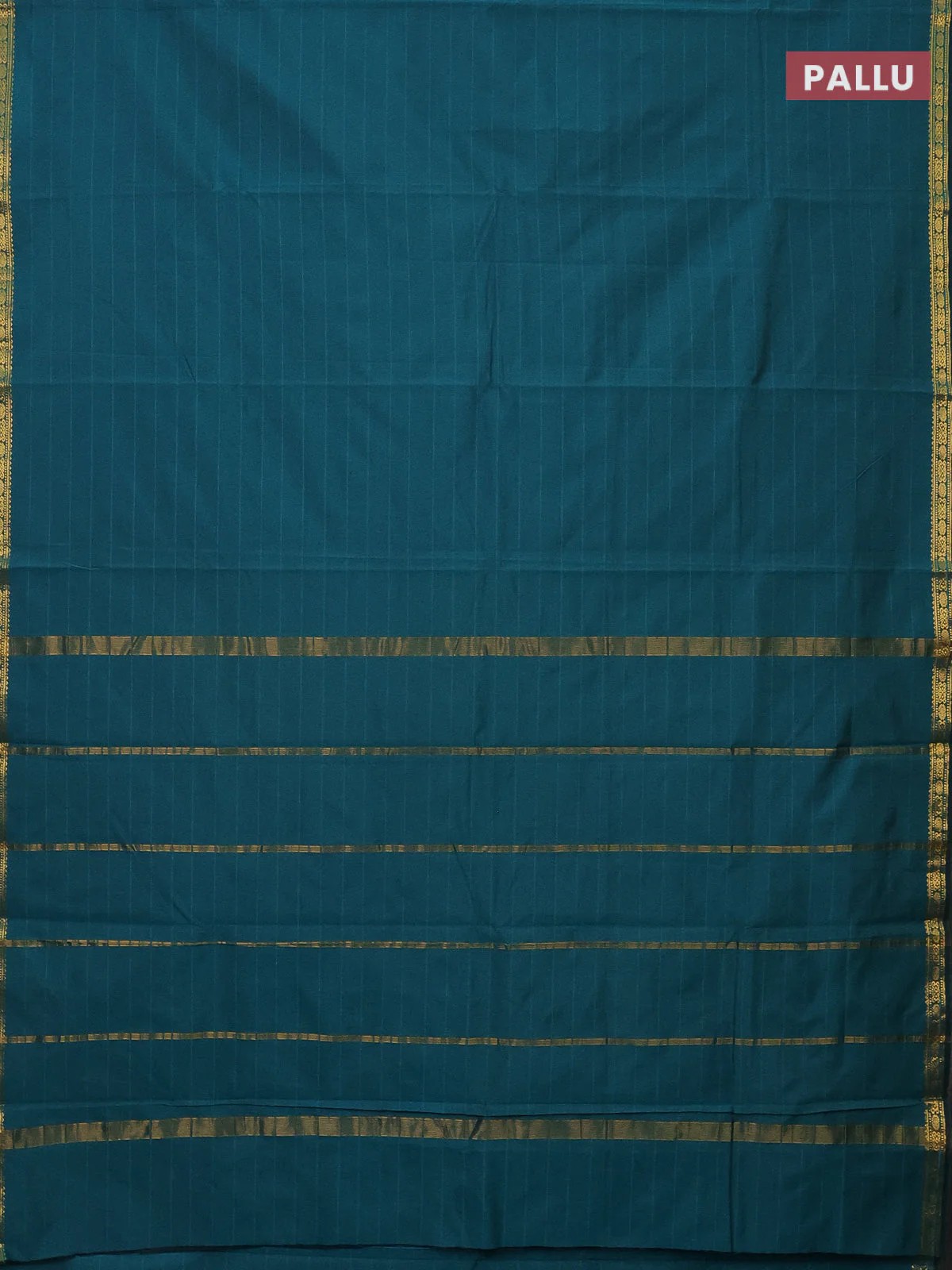 Arani semi silk saree peacock green with plain body and zari woven border - Image 3