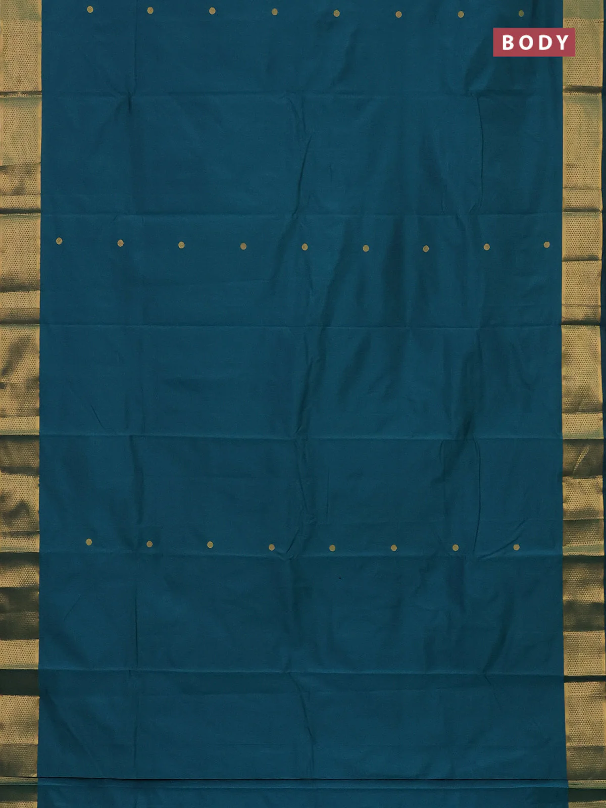 Arani semi silk saree peacock green with zari woven buttas and zari woven border - Image 2