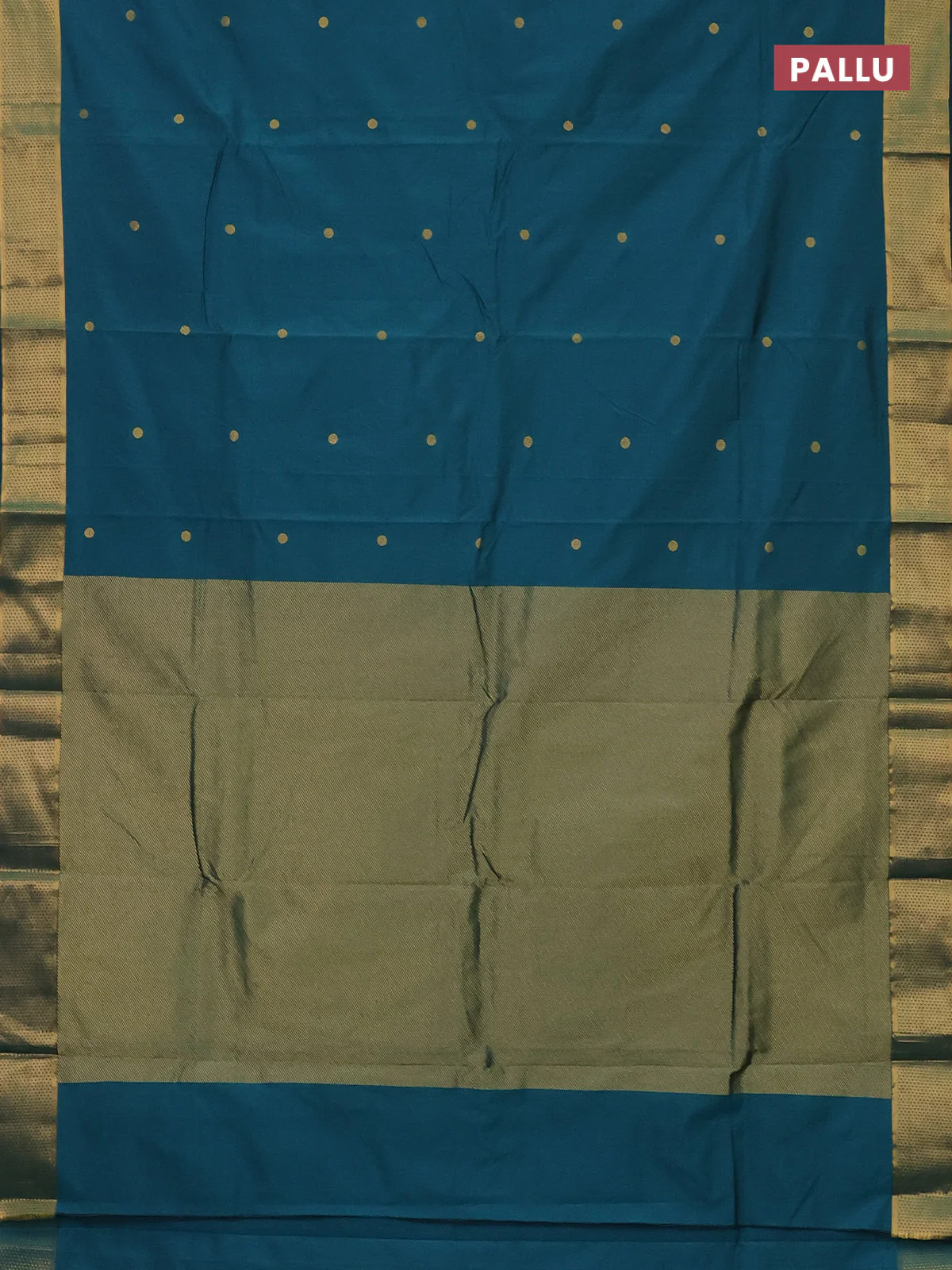 Arani semi silk saree peacock green with zari woven buttas and zari woven border - Image 3