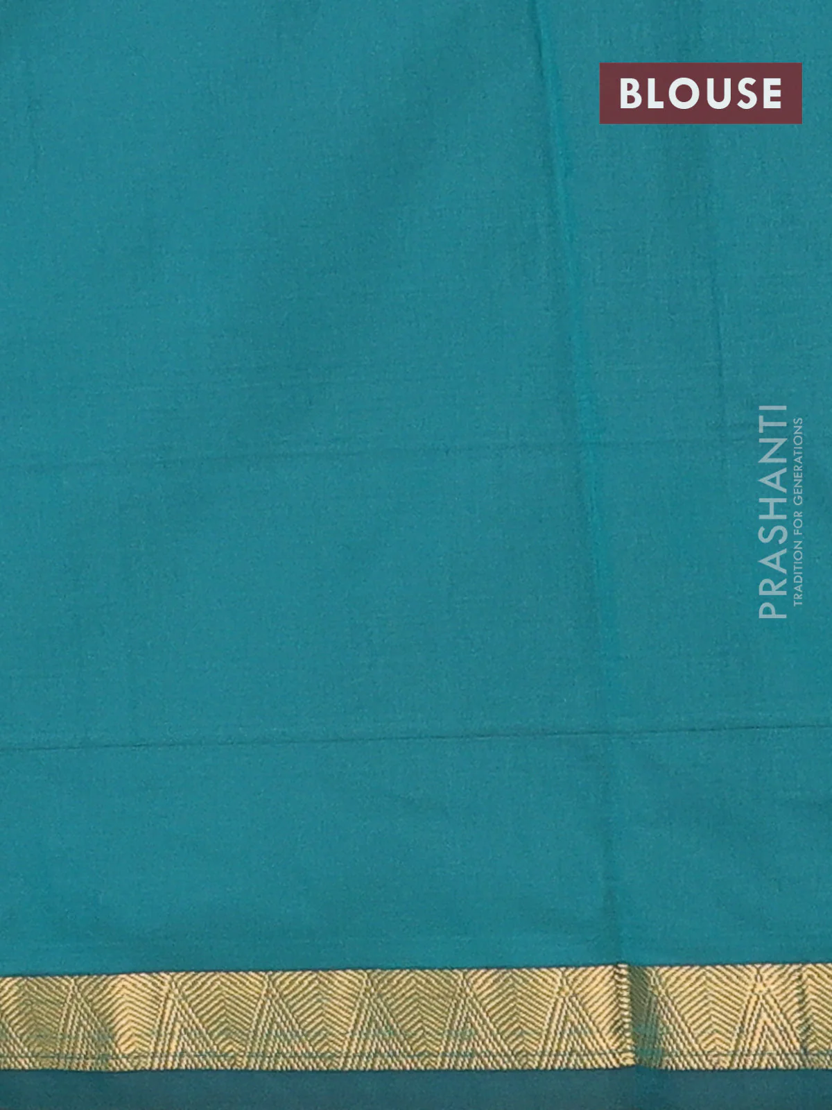 Arani semi silk saree peacock green with zari woven temple buttas and zari woven border - Image 4