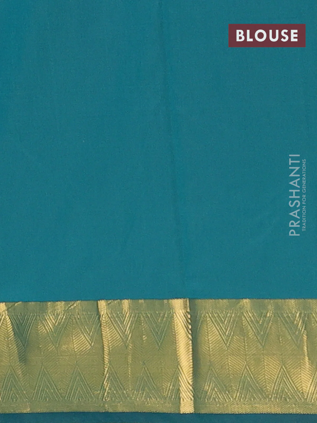 Arani semi silk saree peacock green with zari woven thilak buttas and zari woven border - Image 4