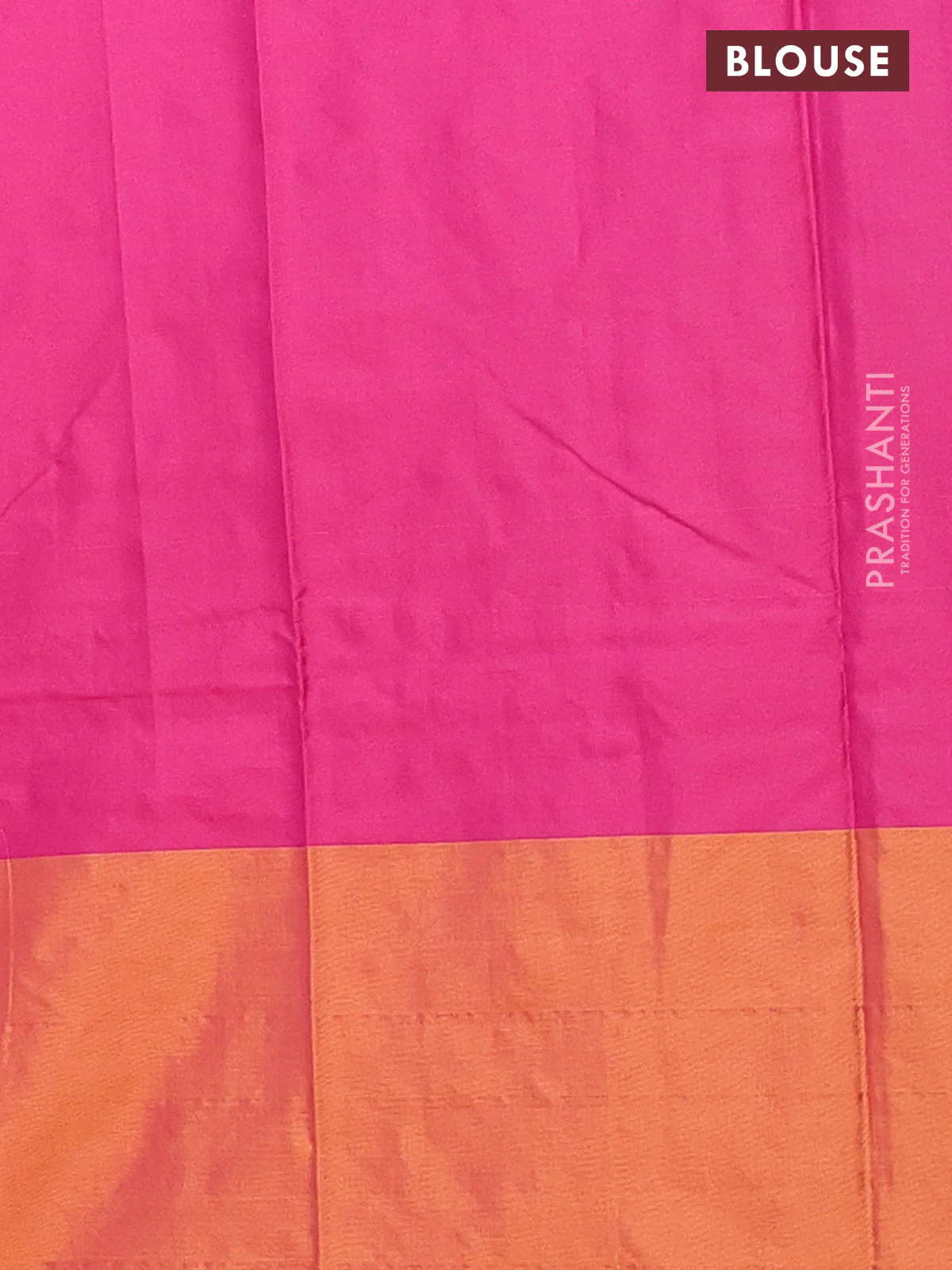Arani semi silk saree pink and dark mustard with allover copper zari weaves and zari checked border - Image 4
