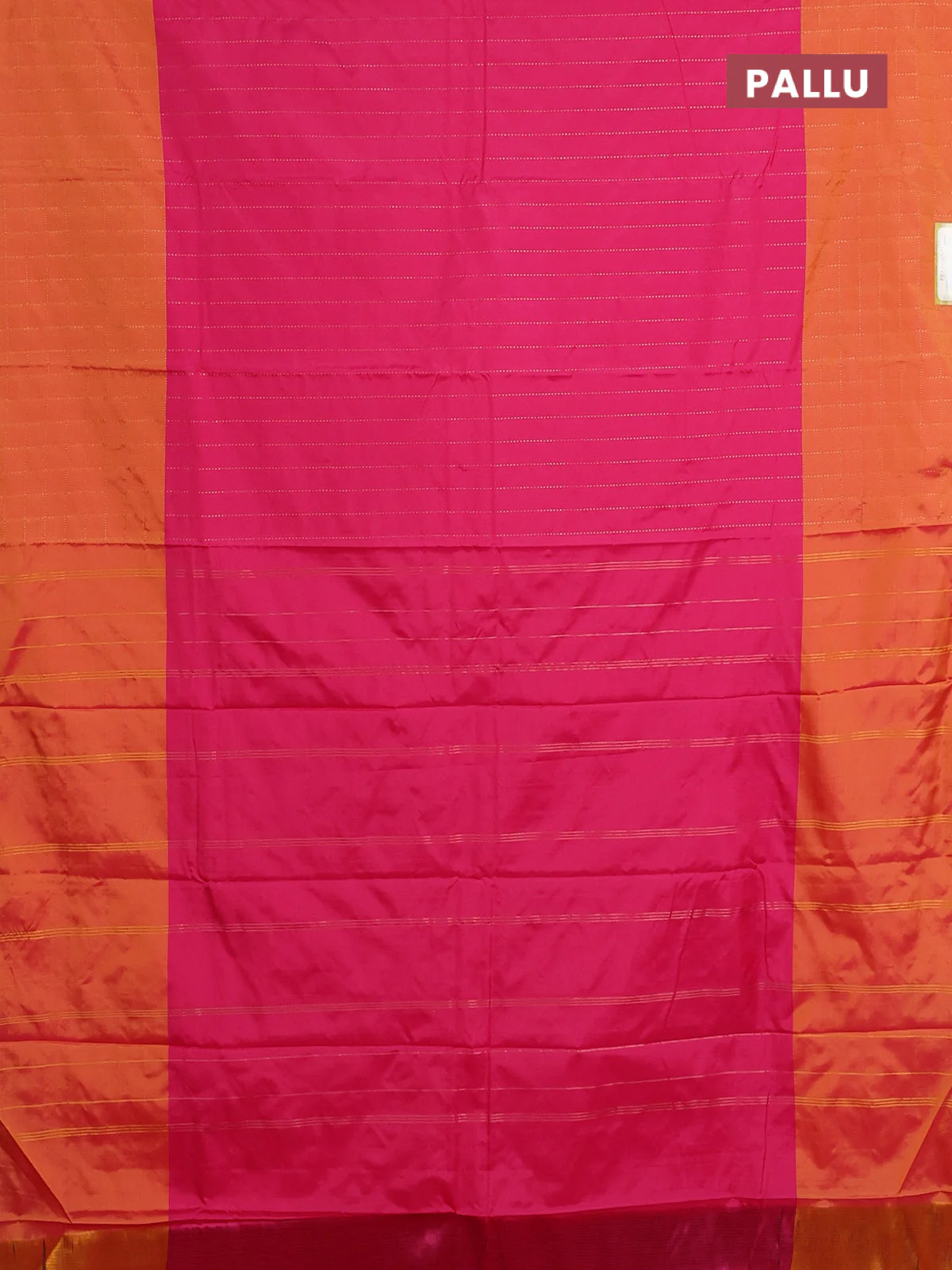 Arani semi silk saree pink and dark mustard with allover copper zari weaves and zari checked border - Image 3