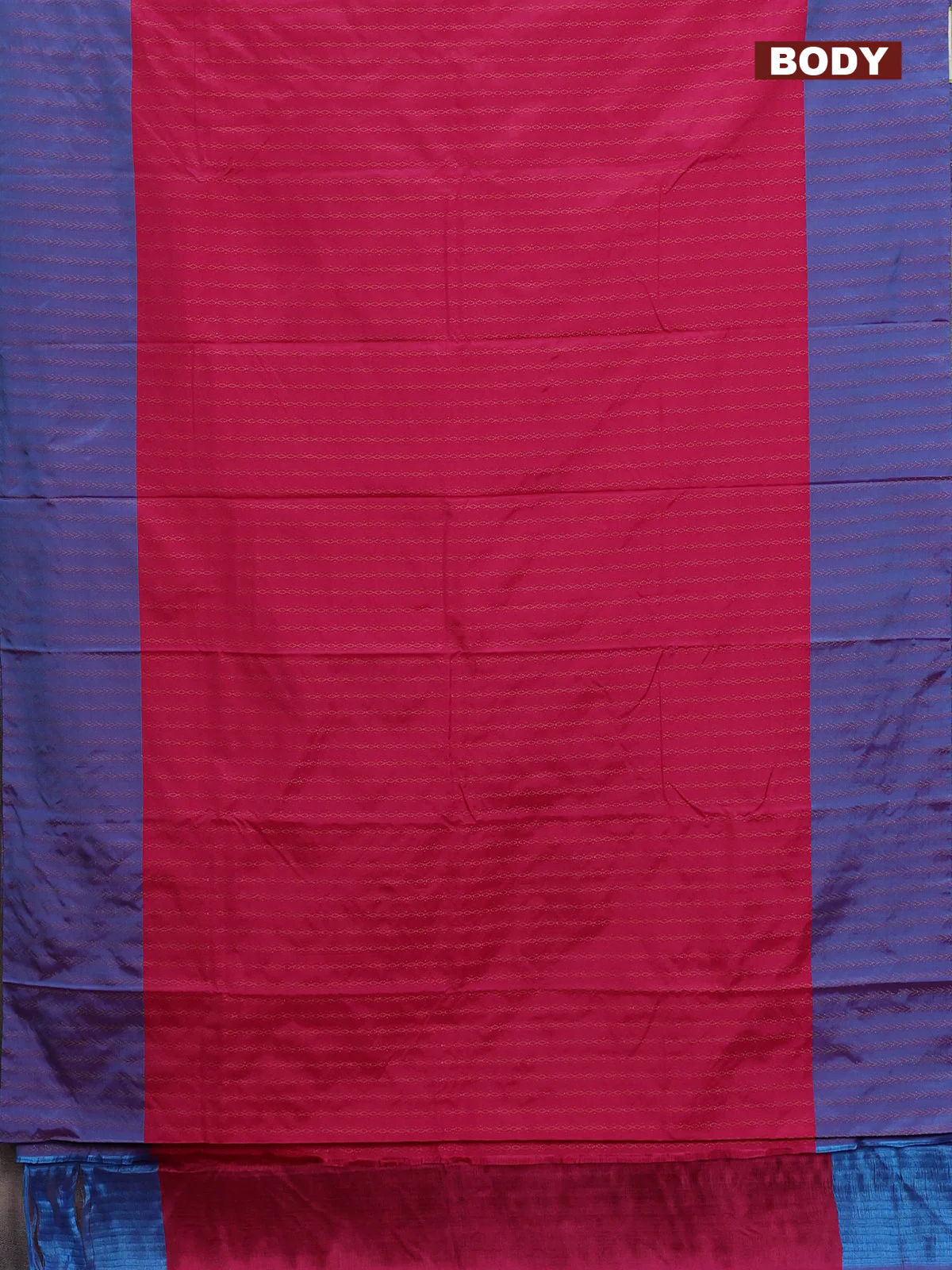 Arani semi silk saree pink and dual shade of cs blue with allover copper zari weaves and copper zari woven border - Image 2