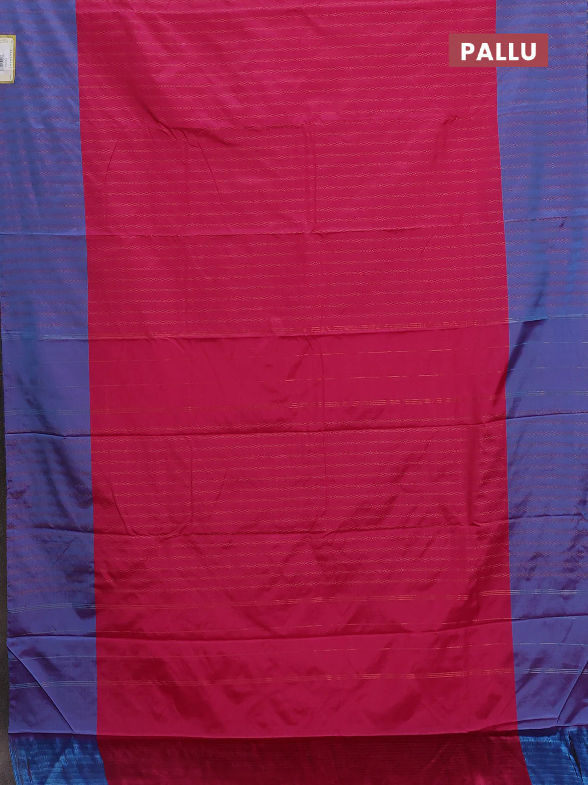 Arani semi silk saree pink and dual shade of cs blue with allover copper zari weaves and copper zari woven border - Image 3