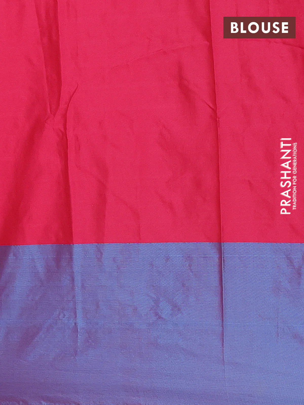 Arani semi silk saree pink and dual shade of cs blue with allover copper zari weaves and copper zari woven border - Image 4