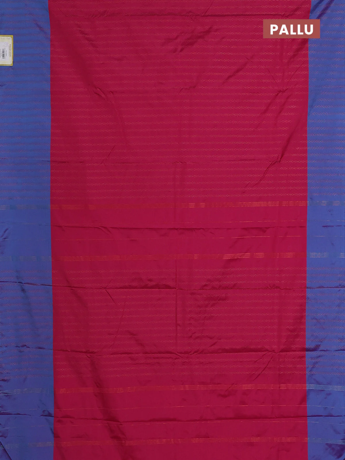 Arani semi silk saree pink and dual shade of cs blue with allover copper zari weaves and copper zari woven border - Image 3