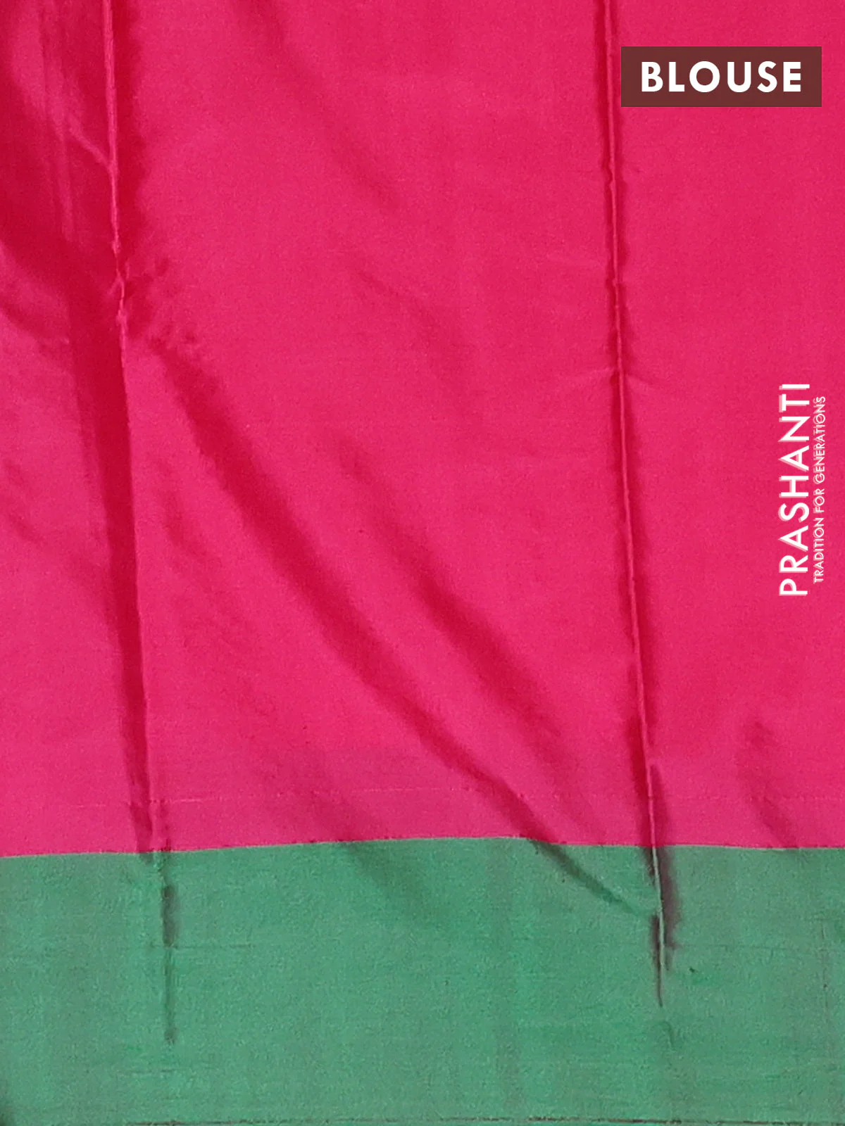 Arani semi silk saree pink and dual shade of green with allover copper zari checked pattern and copper zari woven simple border - Image 4