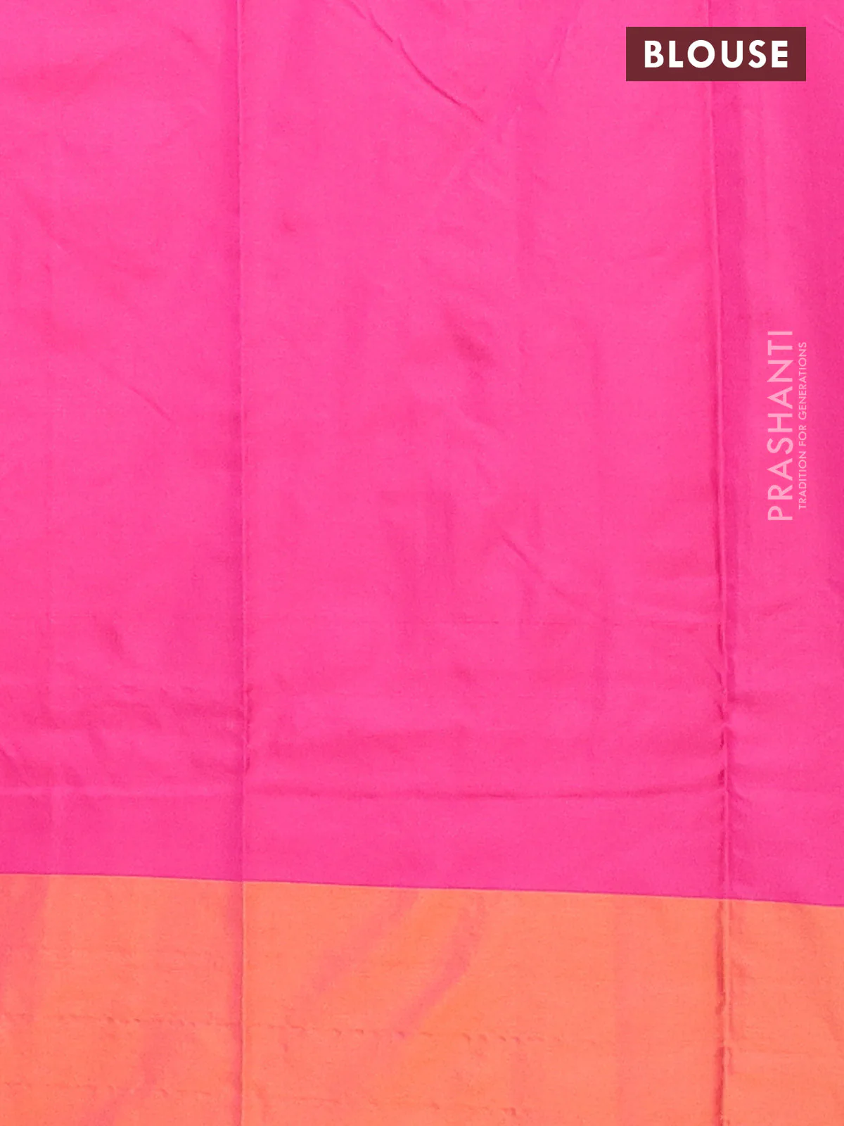 Arani semi silk saree pink and dual shade of pinkish orange with allover copper zari weaves and zari checked border - Image 4