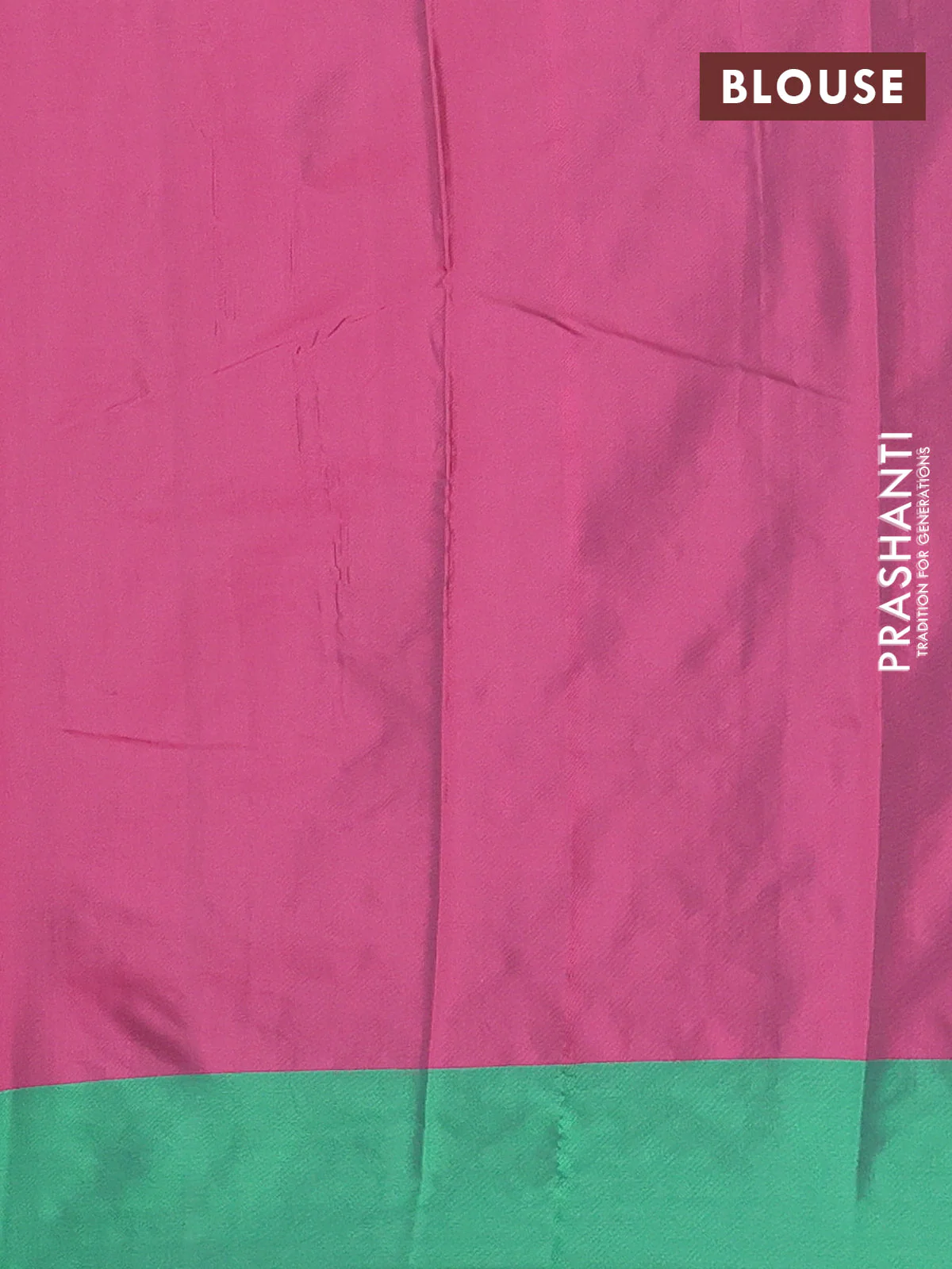 Arani semi silk saree pink and green with allover copper zari checked pattern and copper zari woven simple border - Image 4