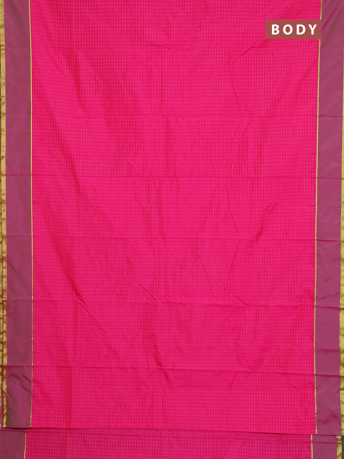 Arani semi silk saree pink and green with allover thread weaves and rettapet zari woven border` - Image 2