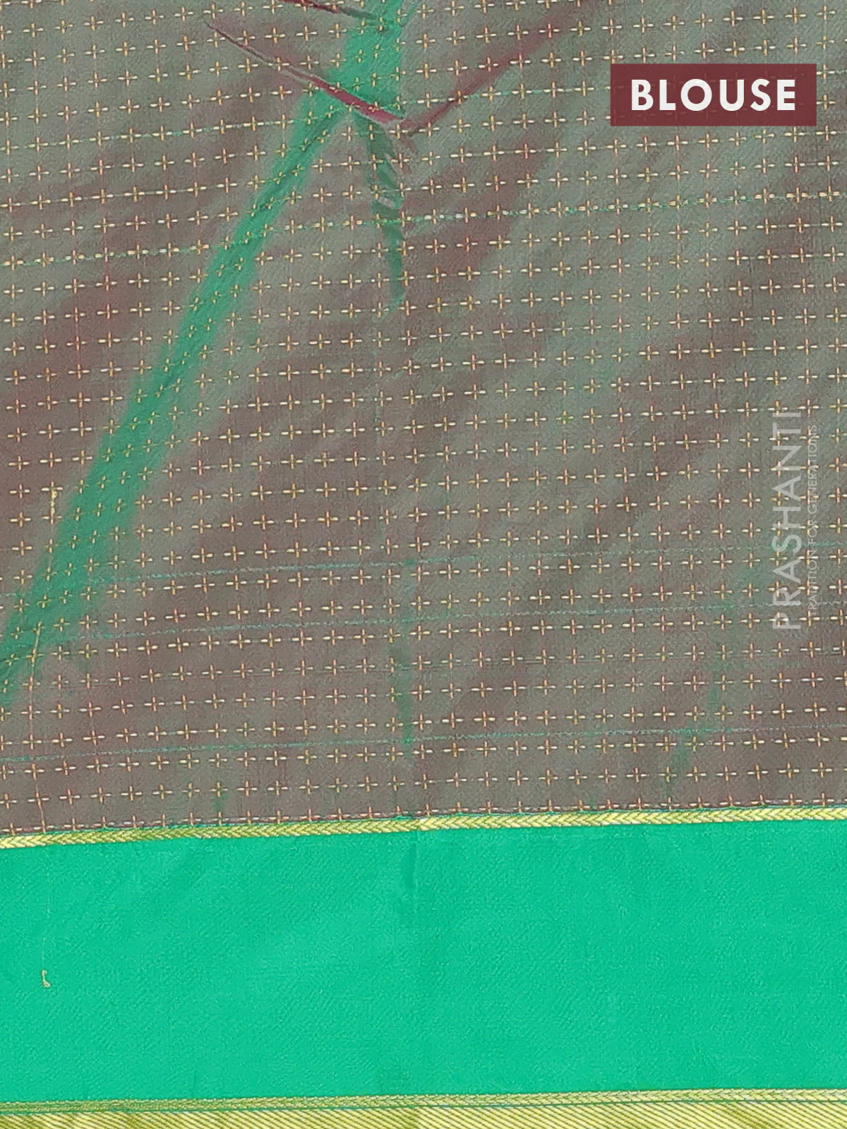 Arani semi silk saree pink and green with allover thread weaves and rettapet zari woven border` - Image 4