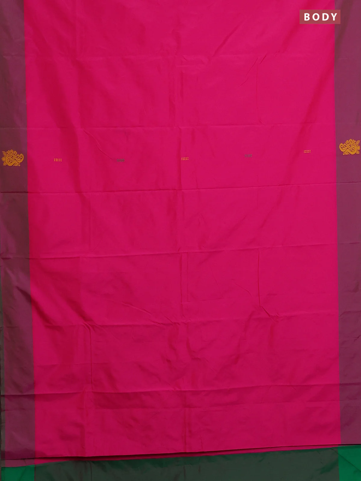 Arani semi silk saree pink and green with thread woven buttas and thread woven butta border - Image 2