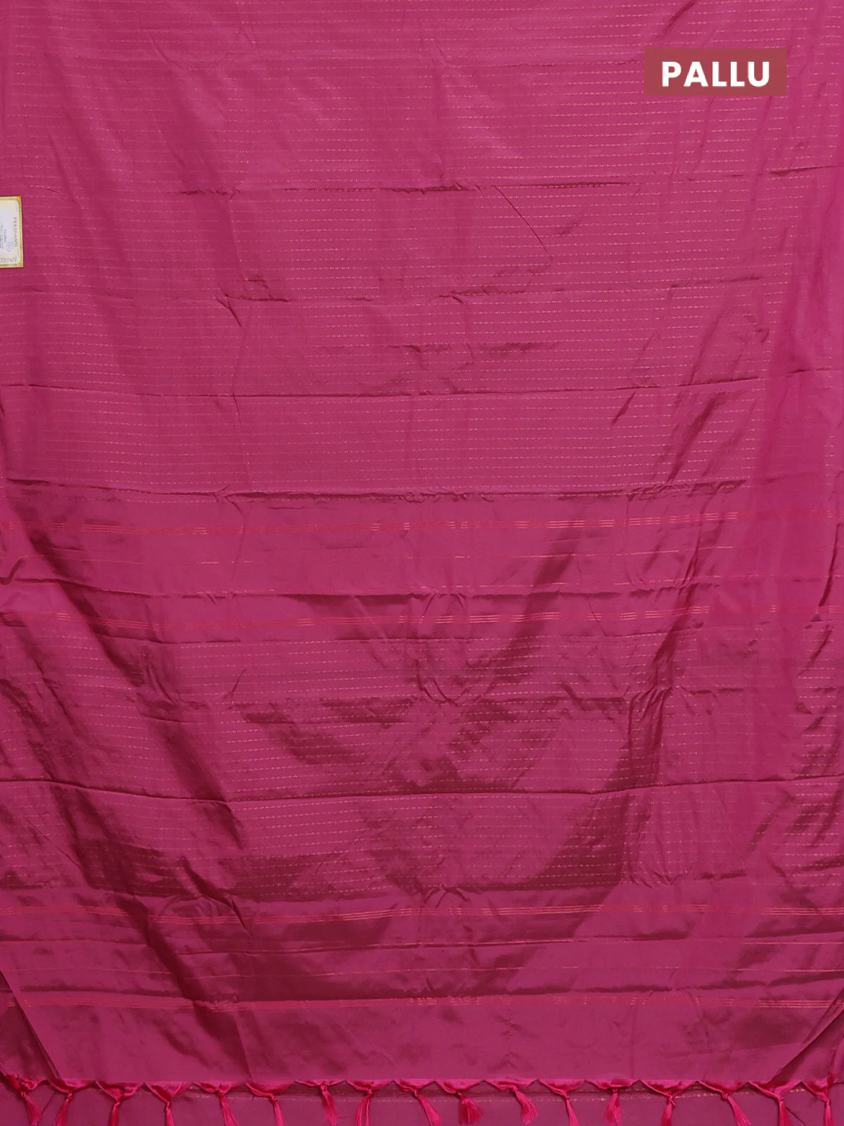 Arani semi silk saree pink with allover copper zari weaves in borderless style - Image 3