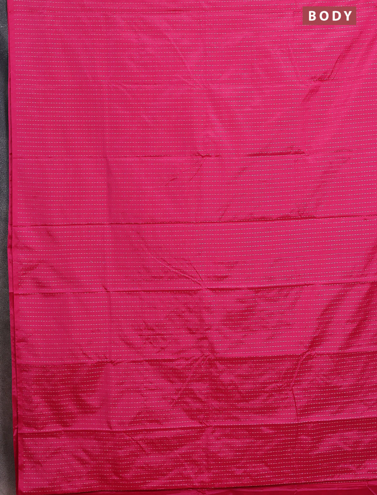 Arani semi silk saree pink with allover silver zari weaves in borderless style - Image 2