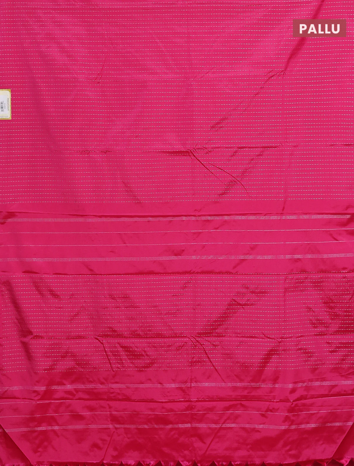 Arani semi silk saree pink with allover silver zari weaves in borderless style - Image 3