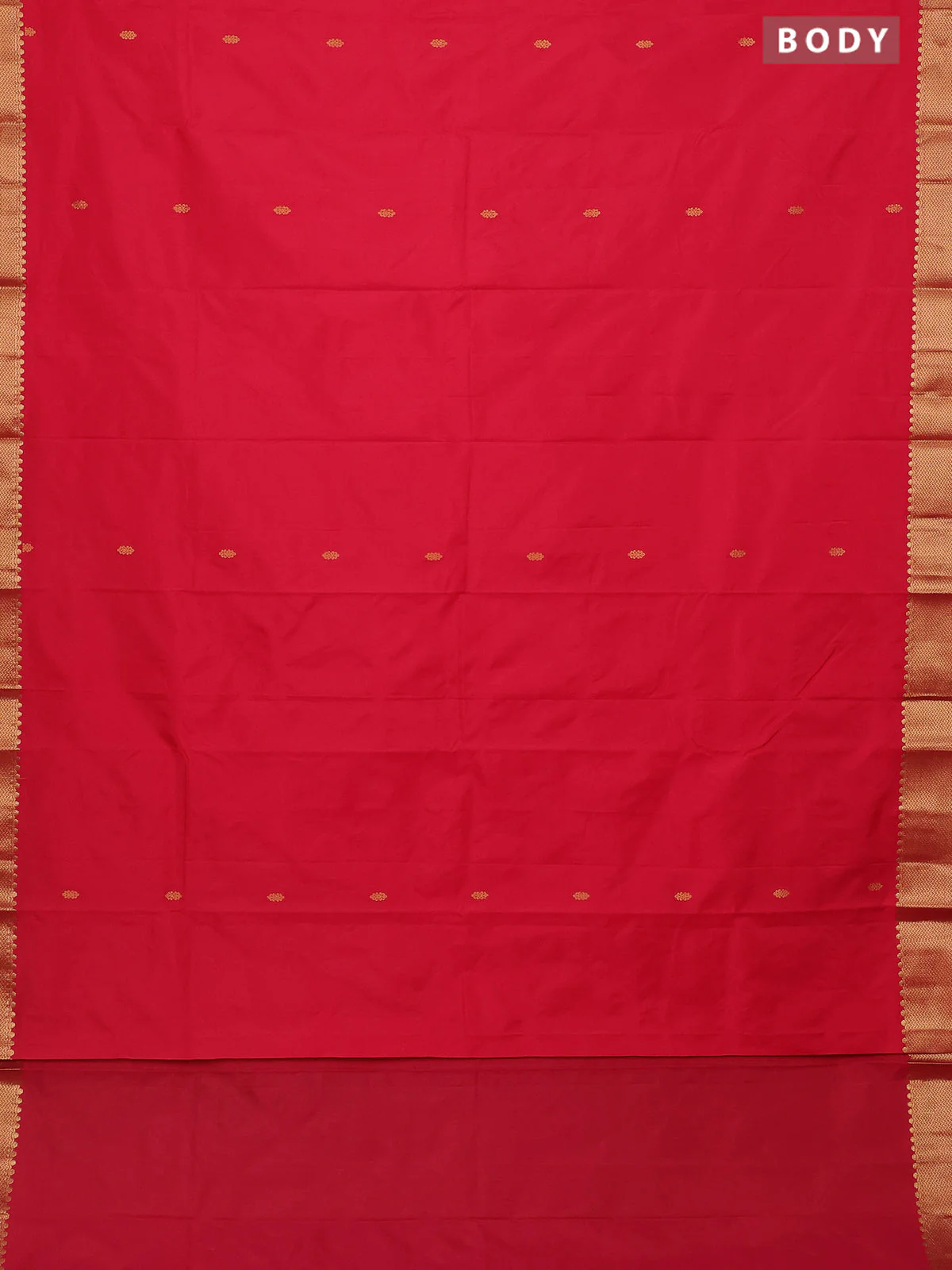 Arani semi silk saree pink with zari woven buttas and zari woven border - Image 2