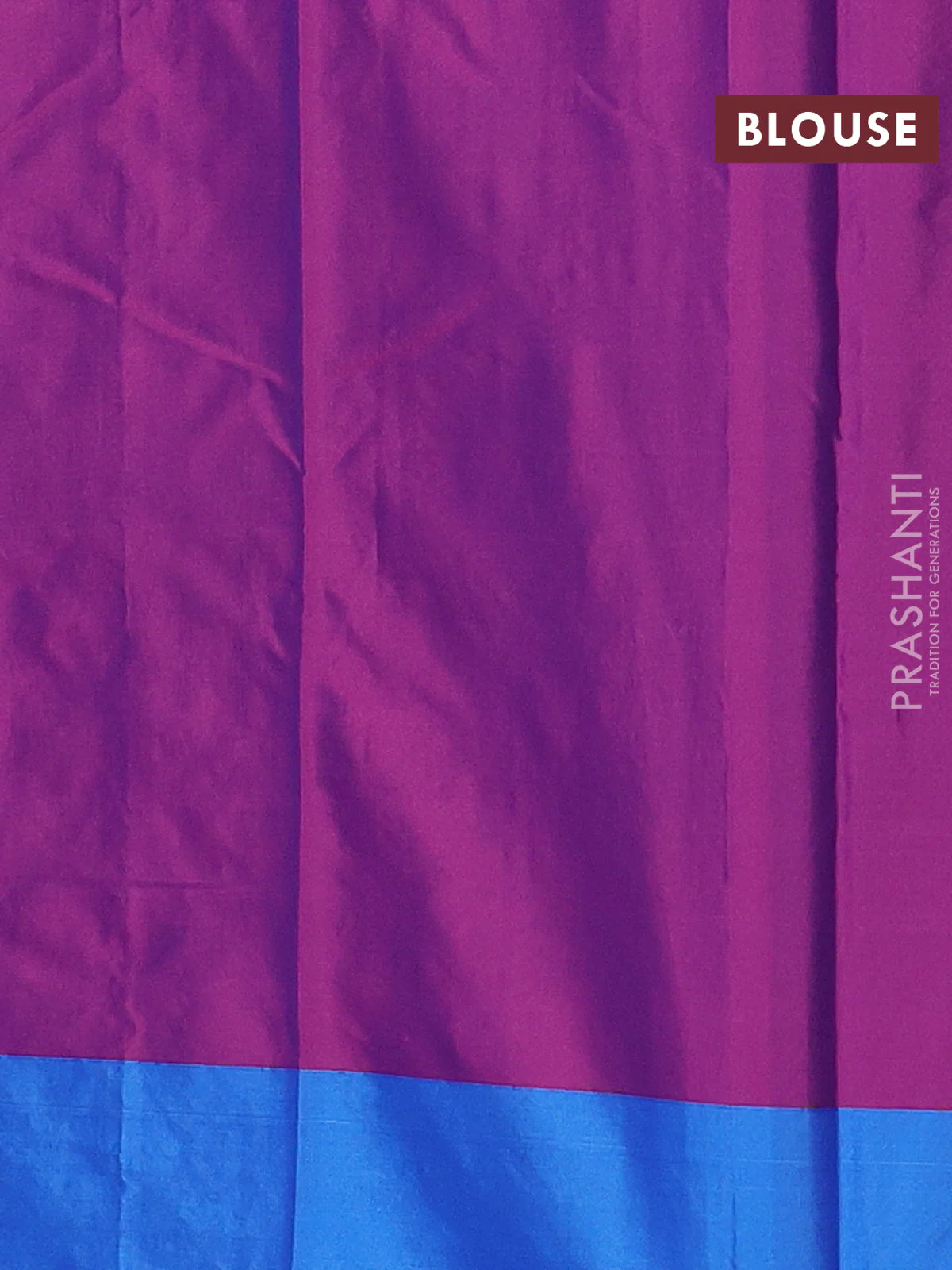 Arani semi silk saree purple and cs blue with allover copper zari weaves and copper zari woven border - Image 4