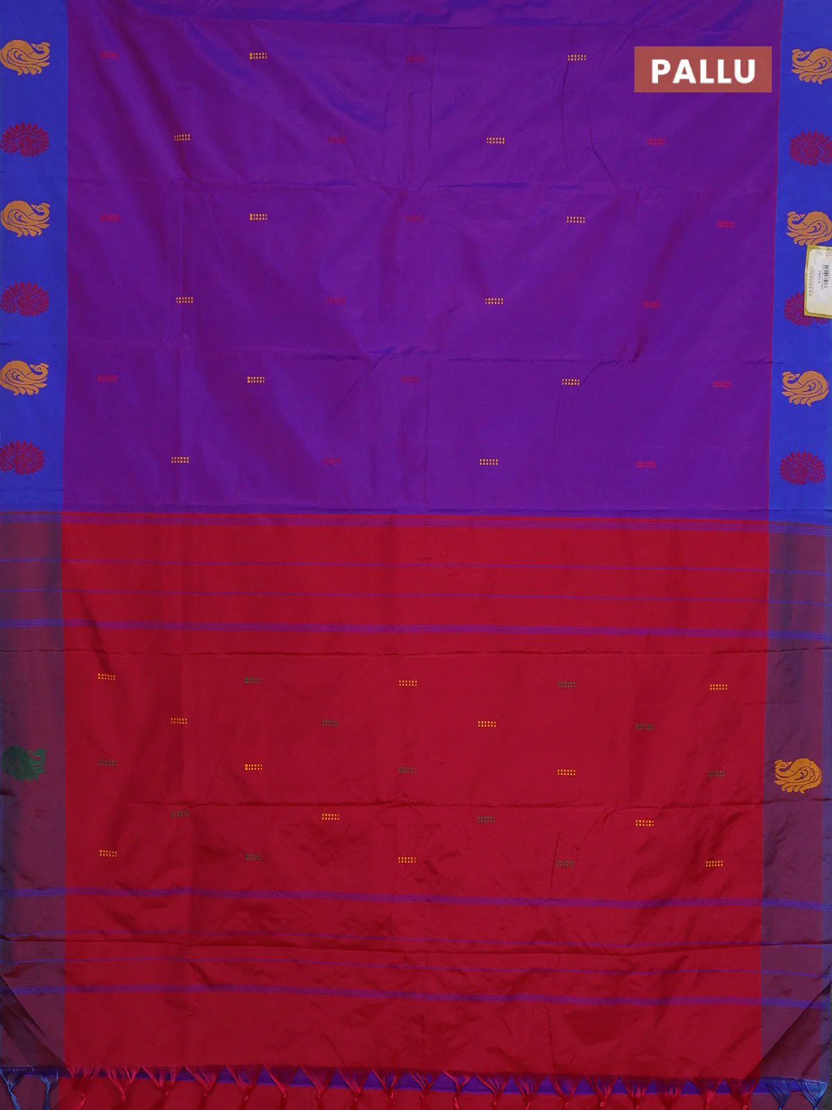 Arani semi silk saree purple and dual shade of maroon with thread woven buttas and thread woven butta border - Image 3