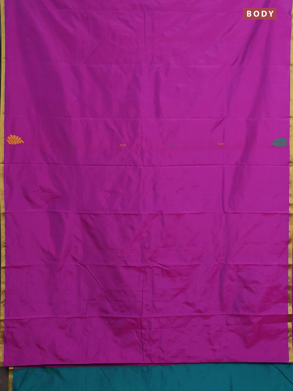 Arani semi silk saree purple and dual shade of teal green with thread woven buttas and piping border - Image 2